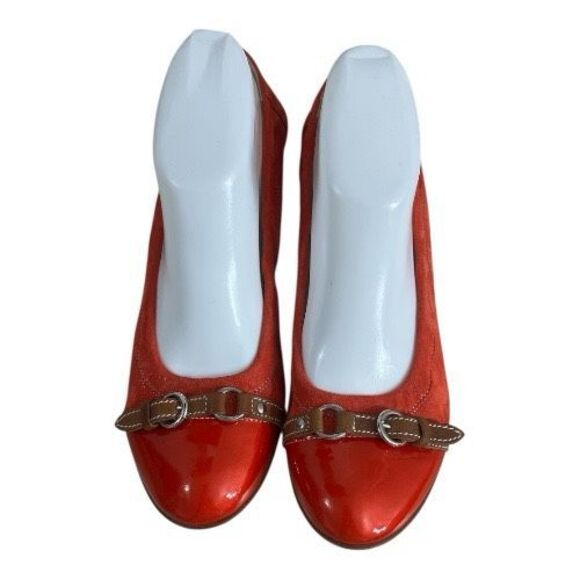 AGL ATTILIO GIUSTI LEOMBRUNI Orange Leather Flats Size 39 (8.5) Cap Toe Ballet - Picture 4 of 14